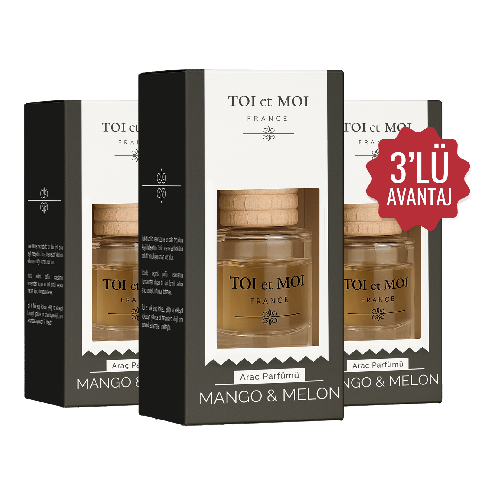 3'lü Mango & Melon Kavunlu Oto Araç Parfümü 3x8 ml