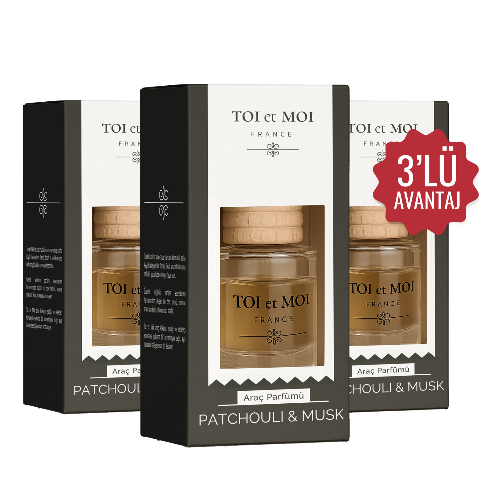 3'lü Patchouli & Musk Oto Araç Parfümü 3x8 ml