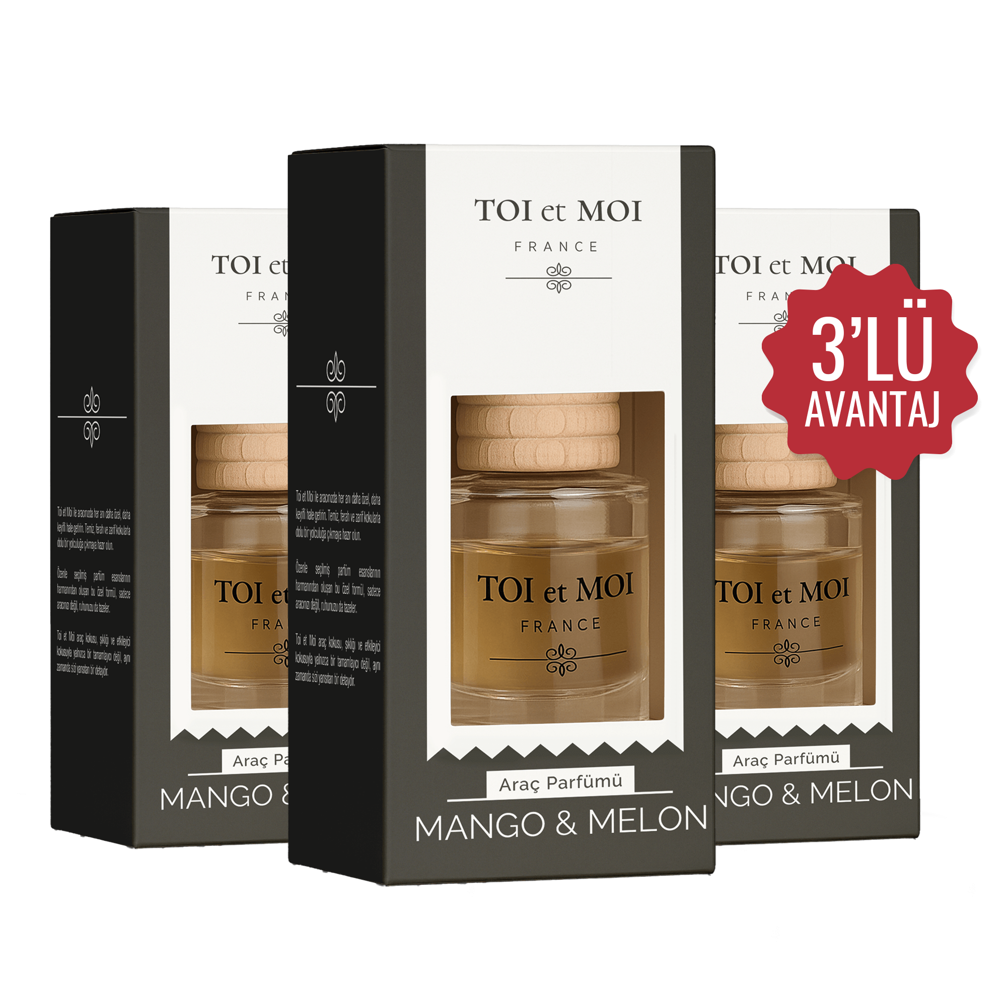3'lü Mango & Melon Kavunlu Oto Araç Parfümü 3x8 ml